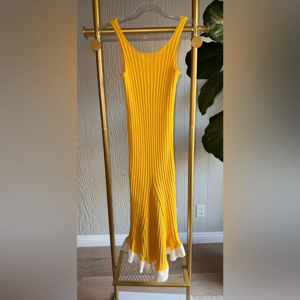 Esteban Cortazar x RTR Sunflower Yellow Knit Dress sz: M (hi-low)